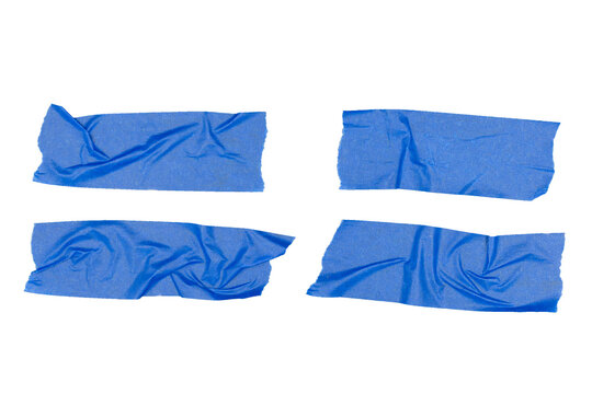 Blue wrinkled adhesive tape isolated on black with clipping path
