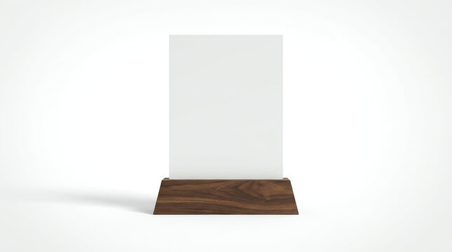 Blank table tent mock up template on isolated white background, Stand for acrylic tent card Used for Menu Bar and restaurant, 3d illustration