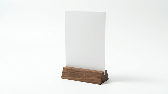Blank table tent mock up template on isolated white background, Stand for acrylic tent card Used for Menu Bar and restaurant, 3d illustration