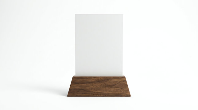 Blank table tent mock up template on isolated white background, Stand for acrylic tent card Used for Menu Bar and restaurant, 3d illustration