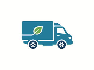 Fototapeta premium Sustainable logistics and eco friendly delivery truck icon