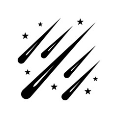 Meteor shower icon with falling stars and celestial cosmic bodies for astronomical event representation or night sky space graphic design projects and illustrations. © Waseem