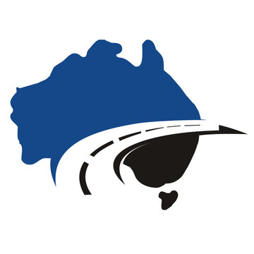 Australia map with Road Logo, with Highway Through Australia map logo design vector.