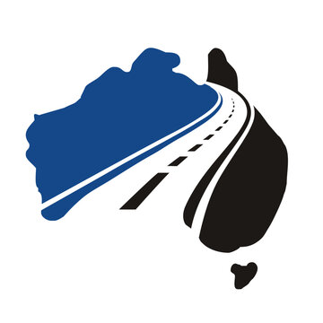 Australia map with Road Logo, with Highway Through Australia map logo design vector.
