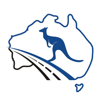 Australia map with Road Logo, with Highway Through Australia map logo design vector.