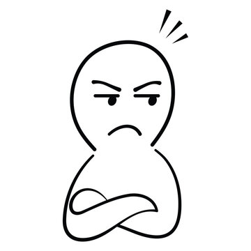 Envious Face Character With Crossed Arms and Jealous Expression