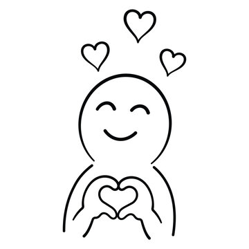 Loving Happy Face Character Making Heart Gesture With Hands