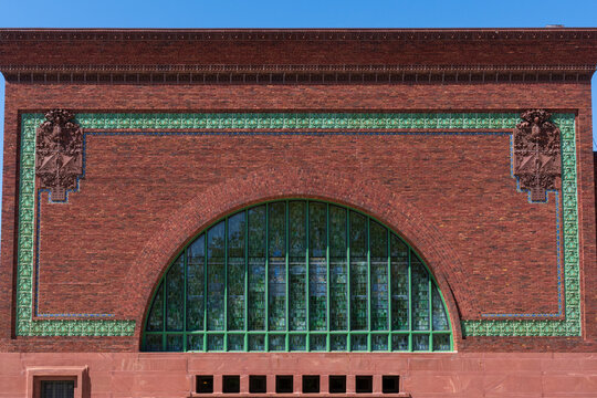 historic national farmers bank building designated a national historic landmark of prairie school architectural style in downtown owatonna minnesota