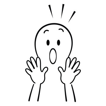 Shocked Face Character With Raised Hands and Surprise Lines