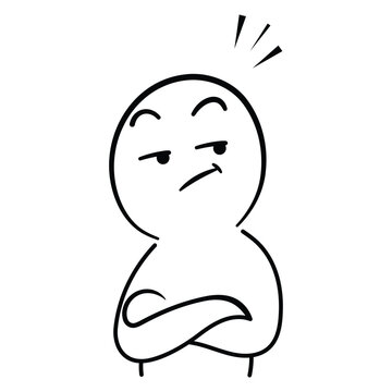 Skeptical Face Character With Crossed Arms and Suspicious Look