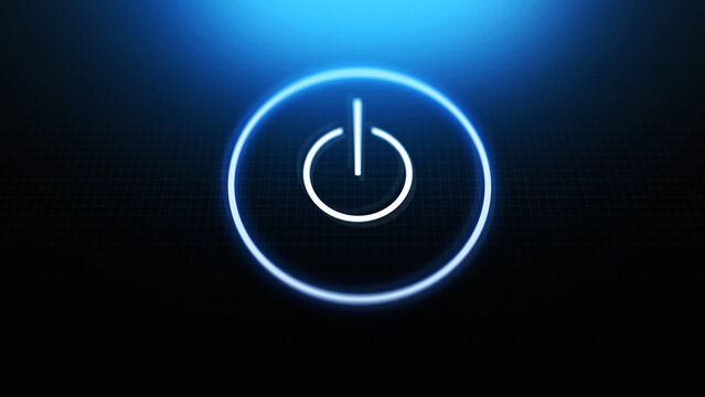  Digital Power Button on Device or Screen Glows Blue