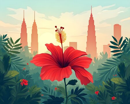 xx04 Bunga Raya-Malaysia National Flower Flat Graphic-2
