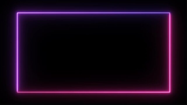  Glowing Pink and Purple Neon Light Rectangle Frame Border Video Loop Overlay with Transparent Background 