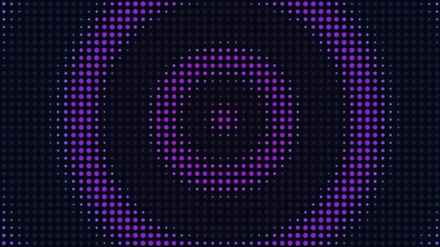 Futuristic glowing purple halftone circle pattern on a dark digital background