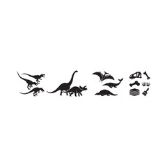 Dinosaur silhouettes and skeletal remains on a white background © Ariful IBS