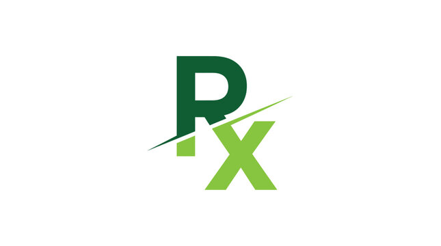 Modern green letter rx logo vector graphic concept design isolated on white background