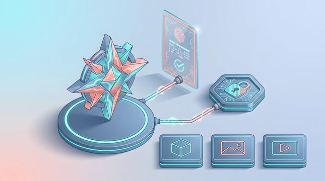 Blockchain asset tokenization isometric icon set representing digital property ownership and secure verification for modern financial web