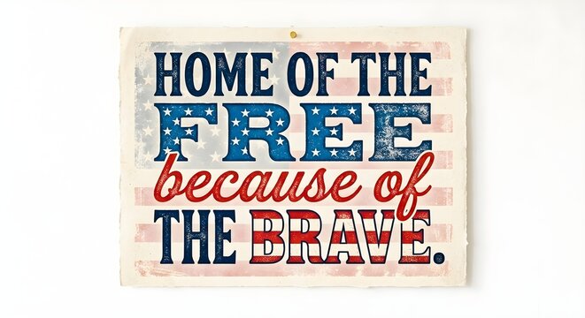 Independence Day sign with Home of the Free because of the Brave text