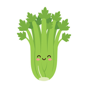 Cute celery character with a happy smiling face