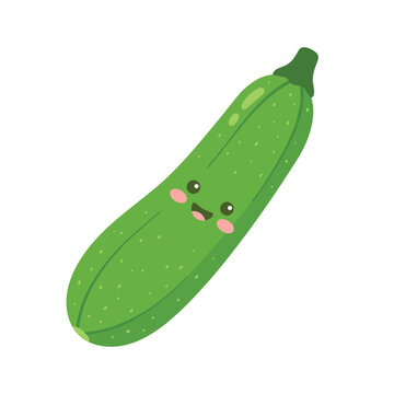 Cute smiling zucchini vegetable character vector illustration