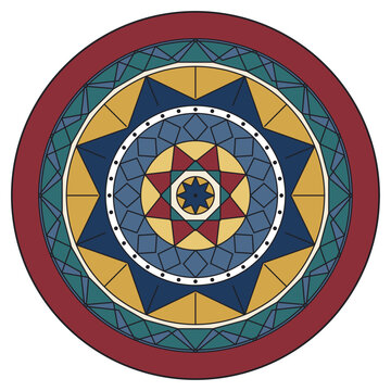 Colorful star mandala with 8-fold symmetry vector