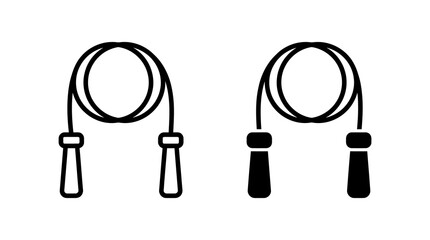 Jump rope equipment icon set in outline and solid black style for fitness exercise apps. © Iqrabatool