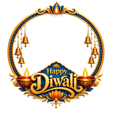 Happy diwali typography logo design on background.