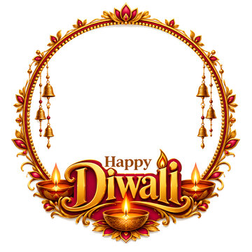 Happy Diwali decorative frame logo banner poster concept on background.