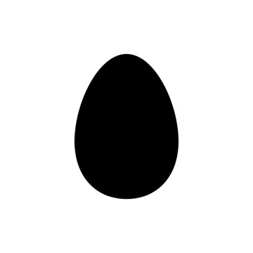 Egg silhouette icon design black vector shape for nutrition and culinary ingredient concepts baking food preparation or easter holiday decoration graphic assets usage.