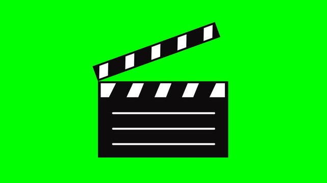 Film Clapperboard Animation on Green Screen Background - Movie Clap Board Chroma Key Loop