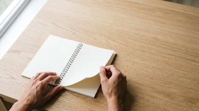 挫折した計画を見直し白紙のノートから再スタートする人物