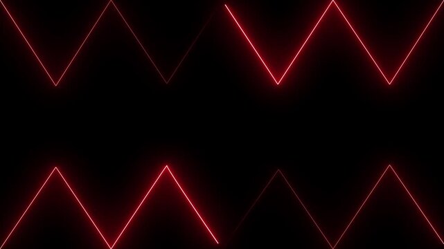 pink neon glowing zigzag wave line motion background loop.