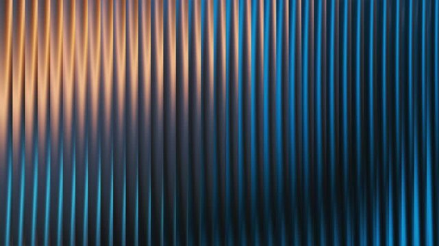 Vertical blue and orange ribbed texture with gradient light reflections