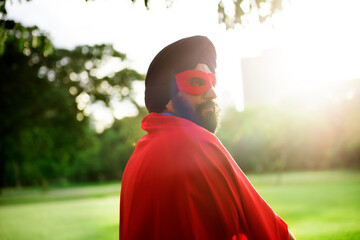 Senior superhero Sikh Indian man in the park © Rawpixel.com