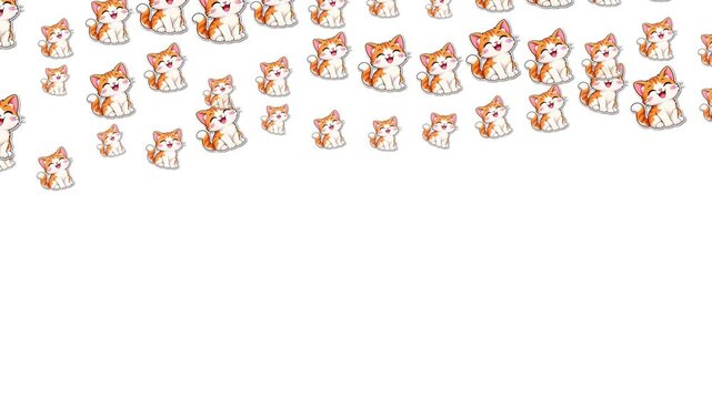 A Row of Playful Orange Kittens Scattered Across a White Background.