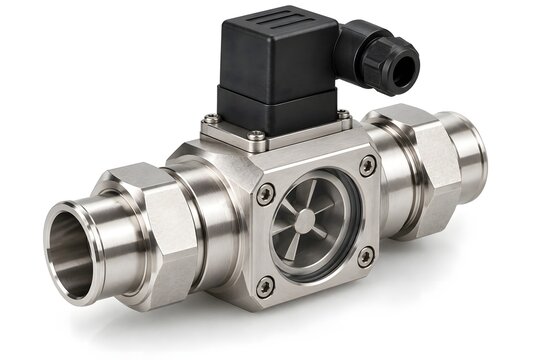 Industrial Turbine Flow Meter Sensor Isolated on White Background