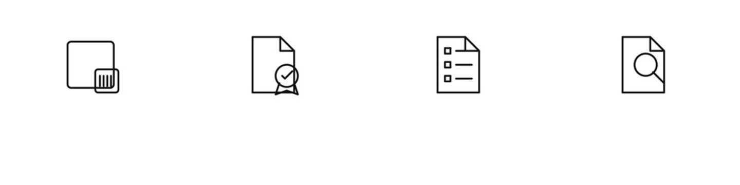 Aerospace Parts Certification Tracking Line Icon Set - Part Traceability, Material Certification, Inspection AS9100, First Article