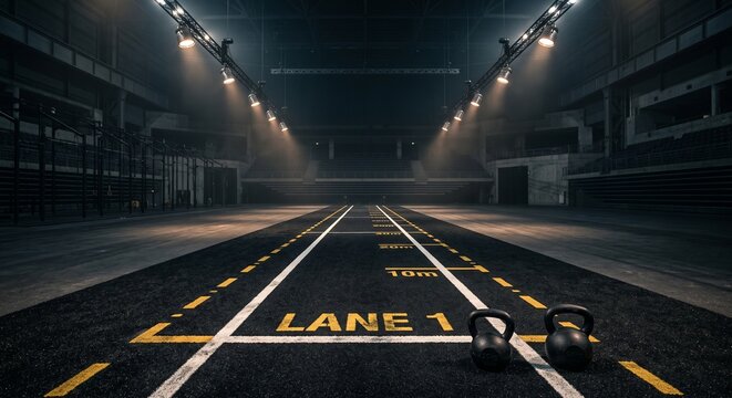Indoor Functional Fitness Arena 'LANE 1' Track with Kettlebells