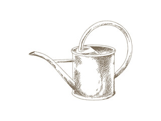 Hand Drawn Watering Can Illustration, Vintage Engraving Style © yoko