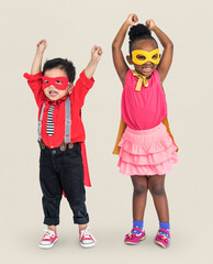Full body portrait of little kids in a casual superhero costume © Rawpixel.com