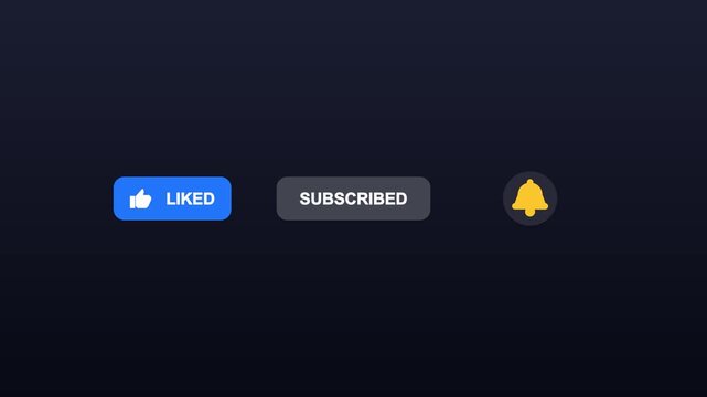 You tube subscribe button icon animation with notification bell and like icon animation. social media subscribe button with like and notification bell icon.