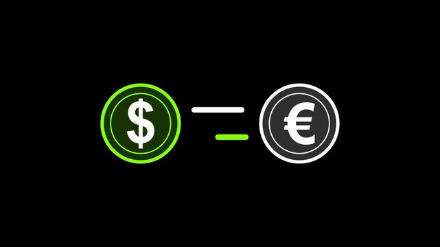 Money exchange icon animation. dollar to euro change animation icon concept. Money Exchange Icon Animation, Dollar to Euro Currency Conversion