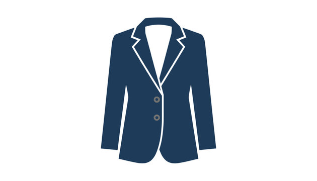 Elegant dark blue formal suit jacket icon for business menswear dress code isolated on plain white background.