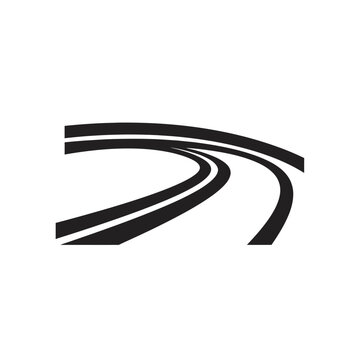 Abstract Curved Road or Highway with Double Lines, Vector Graphic
