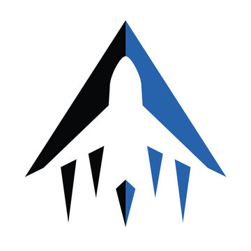 Letter A with plane, logo suitable for aviation technology industries. logo design vector.