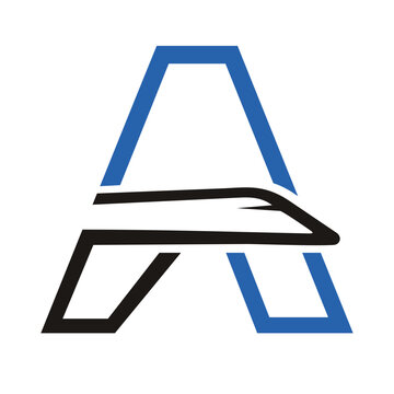Letter A with plane, logo suitable for aviation technology industries. logo design vector.
