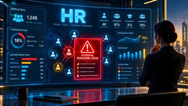 HR Management Dashboard and Personnel Issue Risk Analysis Concept