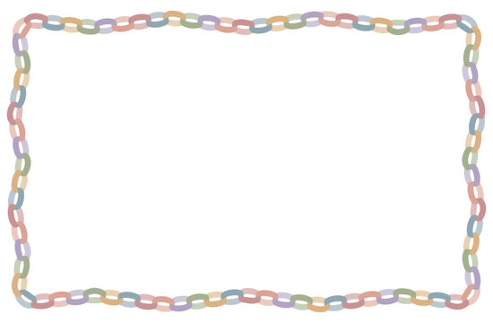 Earth Tone Paper Chain Frame Vector | 輪つなぎ ペーパーチェーン アースカラー ナチュラル 長方形 フレーム 飾り枠 透過 ベクター