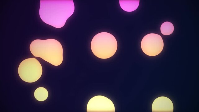 Abstract flowing blobs of pink and yellow light move and morph against a dark purple background in a seamless loop animation