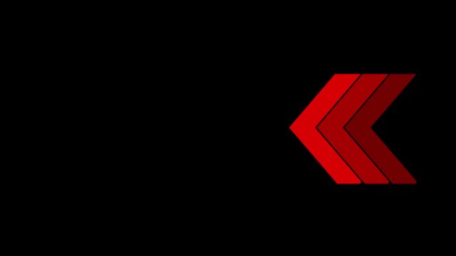 icon swipe left animation black background. Left directional arrows looping animation. arrows for the overlay video layer. 4K video